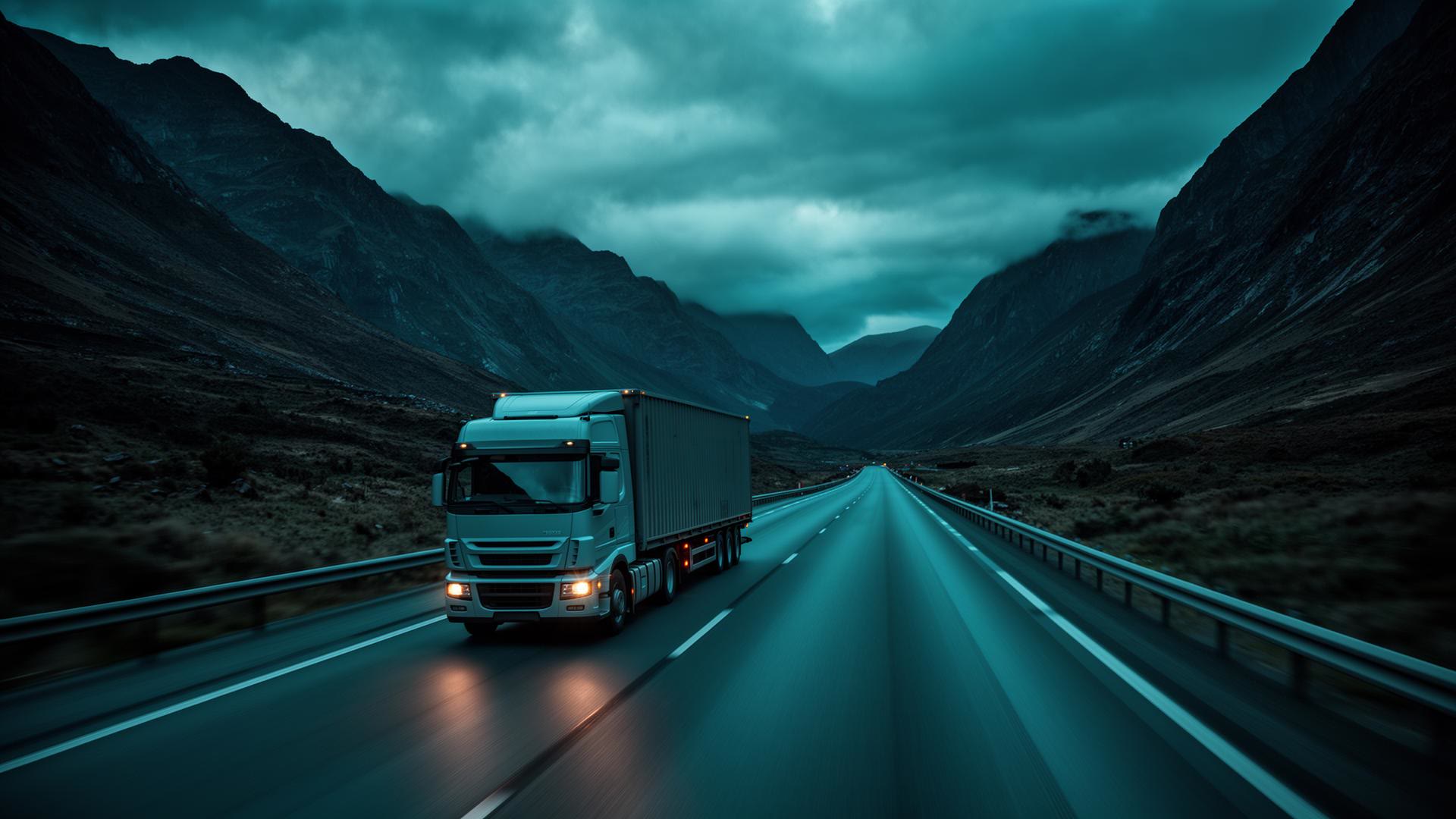 Freight truck on highway — road logistics between Georgia, Turkey and Europe